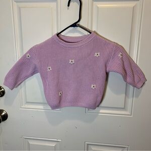 Lavender Purple Knit Baby Sweater Cozy Floral Size 90 (24 months)